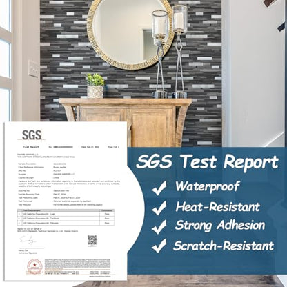 Yipscazo 5 Sheets Peel and Stick Stone Metal Tile Backsplash, Stick on Tiles for Backsplash Kitchen, Bathroom, Laundry Room, Camper, Fireplace (12'' X 12'', Black Wood Grain) - color: Black Wood Grain