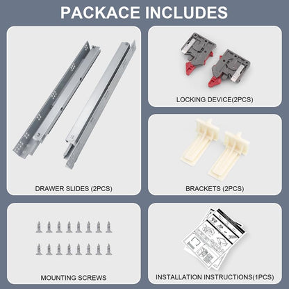 1 Pairs 18 Inch Soft Close Undermount (Bottom Mount) Drawer Slides,Concealed Drawer Runners with Mounting Screws,Locking Device and Brackets 85 lb Load Capacity 18" 2pcs - size: 18 Inch