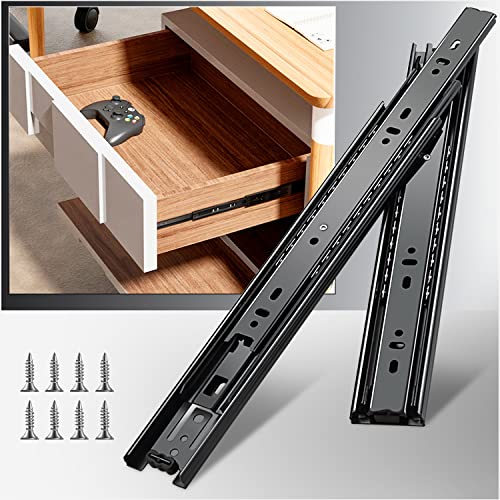 YENUO 3-Fold Full Extension Drawer Slides Ball Bearing 10–24 Inch 100 LB - color: Black-Basic, size: 24 Inch