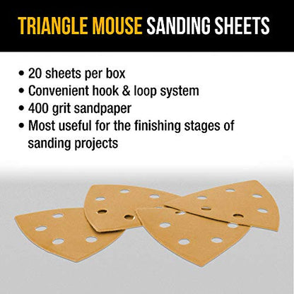 Dura-Gold Premium Triangle Oscillating Mouse Sanding Sheets - 400 Grit (Box - size: 400-Grit