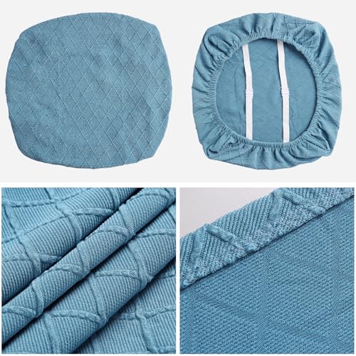 Fuloon Dining Chair Seat Covers Stretch Slipcovers, 6 Pack, Lake Blue - color: Lake Blue, size: Not Waterproof