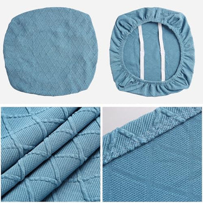 Fuloon Dining Chair Seat Covers Stretch Slipcovers, 6 Pack, Lake Blue - color: Lake Blue, size: Not Waterproof