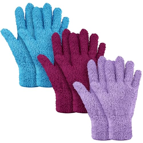 Patelai 3 Pairs Microfiber Dusting Gloves for Plants Leaf, Small - color: Black, Brown, Dark Brown, size: Small