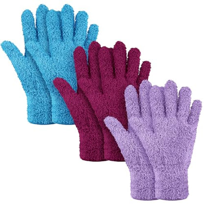 Patelai 3 Pairs Microfiber Dusting Gloves for Plants Leaf, Small - color: Black, Brown, Dark Brown, size: Small