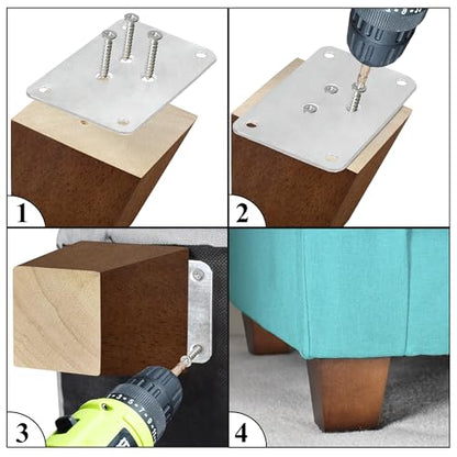 3 inch Furniture Legs Wood Sofa Legs, Universal Couch Legs Bed Risers Replacement Dresser Legs for Futon, Ottoman, Love Seat, Easy to Install, for U.S.Made and Other Furniture - size: 3 inch (4pcs) Universal (No hanger bolt)