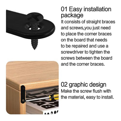 24 Pcs Black Straight Bracket, 56mm Metal Mending Plate Flat Bracket Mending Plates for Wood Repair