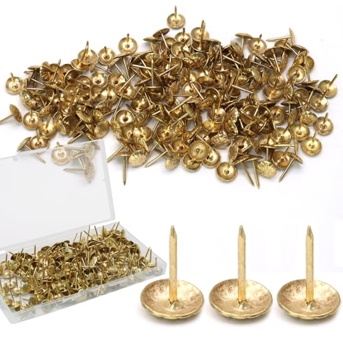 Biaungdo 150 Pcs Gold Daisy Upholstery Tacks with Box for Furniture - color: Gold
