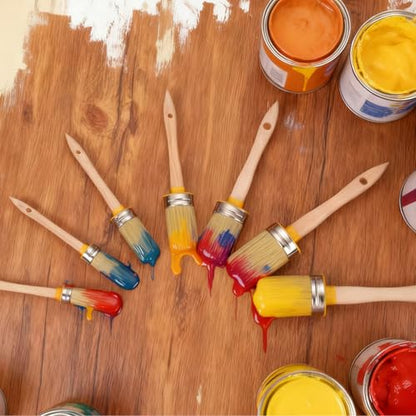 uxcell Wax Paint Brushes 2.3x1.6 Chalk Stencil Brush Oval PET Fiber Wood - size: 2.3 x 1.6 Inch
