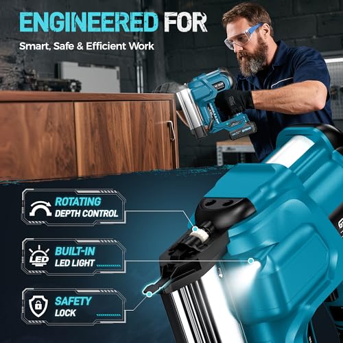 Cordless 2" Brad Nailer for Wood, 2-in-1 18GA Nail Gun, 2×2.0Ah Batteries