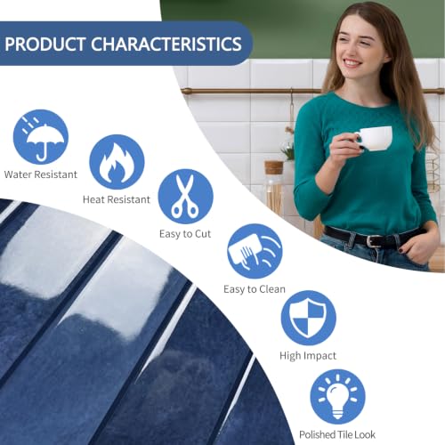 10 Sheets Upgraded Thicker Design Subway Tile Peel and Stick Backsplash - color: Blue