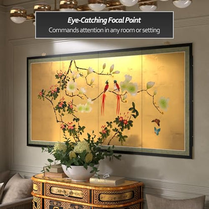 Red Lantern Love Birds on Traditional Gold Leaf - color: Love Birds