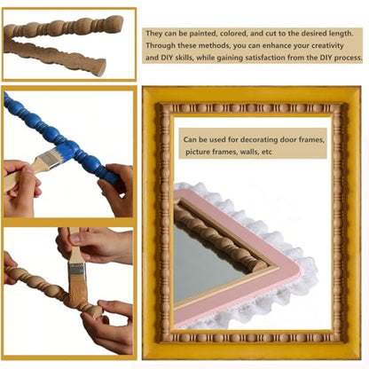 Nsrisml 13 Pcs 15.75 Inch Unfinished 3D Wood Trim Molding, DIY Decorative Trim for Wall, Cabinet, Door, Mirror Frame, Furniture & Window（0.35“）