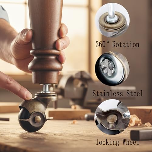 2" Ball Caster Wheels with Brake,5/16" x 1-1/2" Stem - style: Ball caster 2.0 inch with Brake