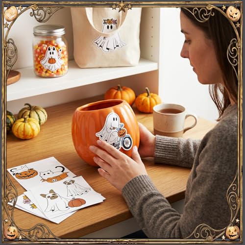Harloon 15 Sheets Pastel Halloween Ghost Rub on Transfers for Crafts - style: Classical Ghost