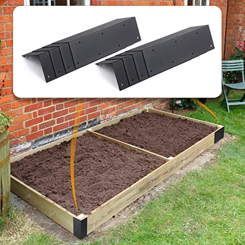 Blulu 12 Pcs Raised Garden Bed Corner Brackets for 20-24'' Bed, Metal Garden Corner Bracket Decorative 11 x 3 x 3 L Corner Brackets with Screws for Furniture Flower Vegetable Planter (Black)