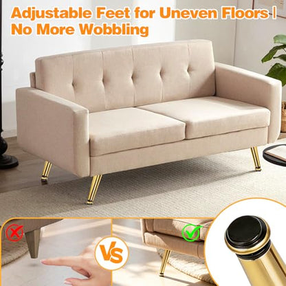 Heavy Duty Slant Metal Legs (4-Pack) 6 Inch Furniture Legs | Gold Tapered Mid-Century Modern Legs with Adjustable Feet | 1000lbs Load Capacity for Sofa, Cabinet, Coffee Table | DIY Home Essentials