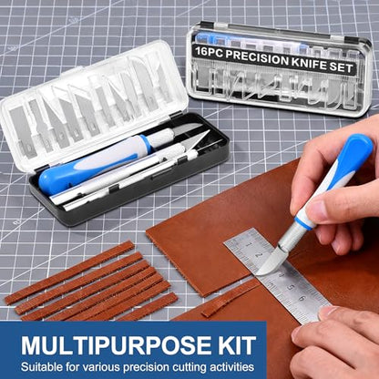 16 Pcs Craft Knife Set Exacto 3 Handles 10 Blades