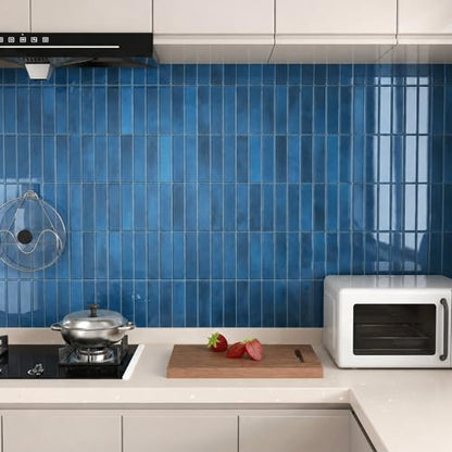 Peel and Stick Backsplash Tile for Kitchen - color: Deep Sea Blue