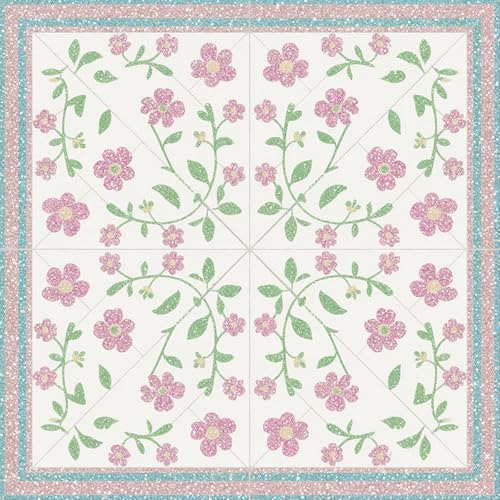 HOMETITUTE Pink Vine Flower Leaf Peel Stick Floor Tile 12x12 Vinyl - color: Pink#2