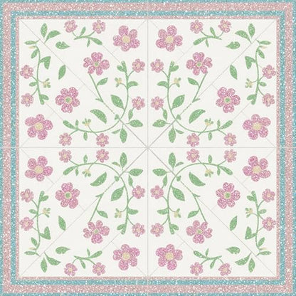 HOMETITUTE Pink Vine Flower Leaf Peel Stick Floor Tile 12x12 Vinyl - color: Pink#2