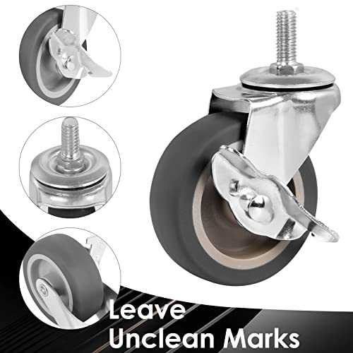 3 Inch Caster Wheels, Threaded Stem Casters Set of 4, Heavy Duty Wheel with Brake, Metric Size M8-1.25-25 (Screw Diameter 8mm, Screw Length 25mm) Casters for Wire Shelving, Furniture Dolly - style: M8-25