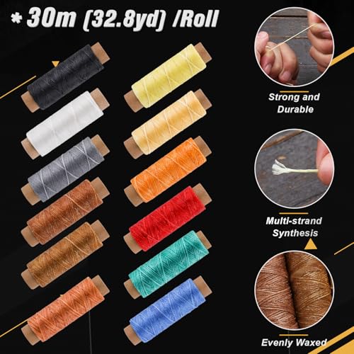 56Pcs Leather Stitching Punch Kit, Sewing Kit 4mm Prong Sewing Hole Punch