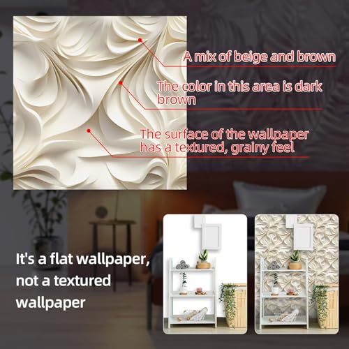 Peel and Stick Wallpaper Beige Brown Abstract Feature Art Deco - color: Cream, size: 17.7" x 393.7"