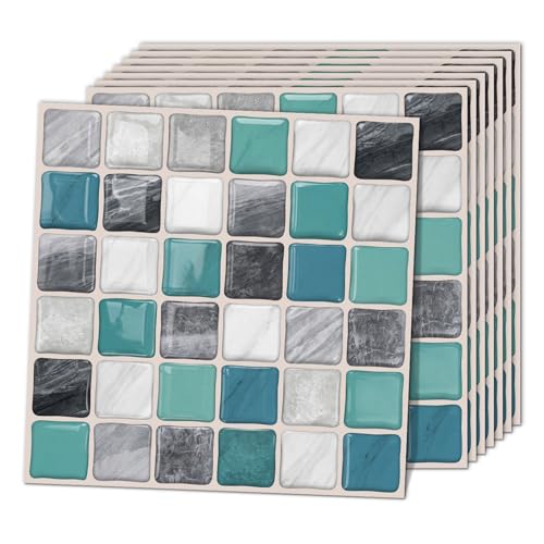 VICCI 3D Kitchen Backsplash Peel and Stick, 20-Pack 6x6 - color: Gray Blue