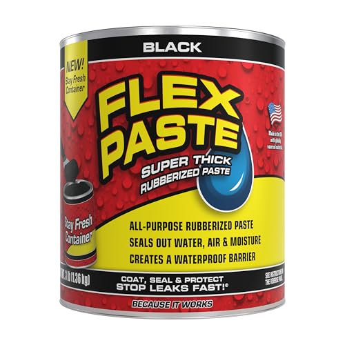 Flex Paste Rubberized Waterproof Sealant Paste, Black, Quart, 1-Pack - color: Black, size: Quart