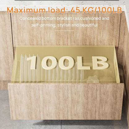 12 Inch Soft Close Undermount Drawer Slides for Frameless, 100lb,1 Pair - size: 12 Inch