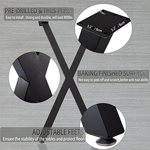 Taelakeni 36 Inch Table Legs Metal Desk Dinning Bar Table Legs with Adjustment Feet Pads, Set of 2 - color: Black, size: 36 IN