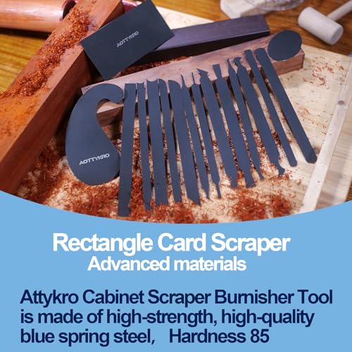 16PCS Cabinet Card Scrapers, High-Strength Blue Spring Steel Woodworking Tools for Engraving, Deburring, Polishing & Contour Sanding - size: Set B