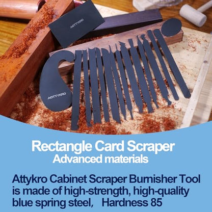 16PCS Cabinet Card Scrapers, High-Strength Blue Spring Steel Woodworking Tools for Engraving, Deburring, Polishing & Contour Sanding - size: Set B