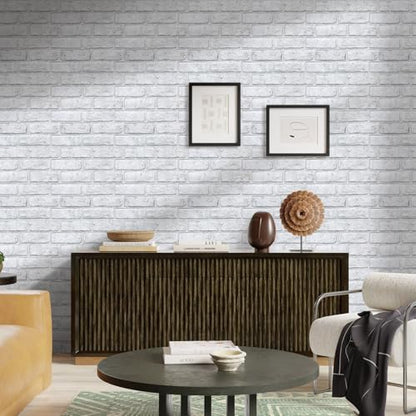 Commomy 3D Faux Brick Wall Panels Grey Spots White 11.8" x 11.8" - color: Brick-Grey Spots White