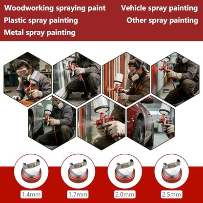 HVLP Spray Gun, Automotive Paint Guns w/ 4 Nozzles, 10x 22oz Cups