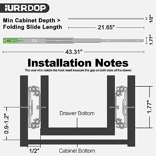 1 Pairs 22 inch Soft Close Drawer Slides Side Mount, 3 fold Full Extension Ball Bearing Drawer Runners, self Closing Heavy Duty Drawer Glide Rails for Kitchen Cabinet, Tool Box - size: 22 Inch