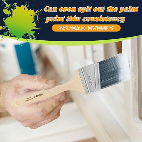 Wesquer 2.5 Inch Angled Paint Brushes 12 Pack Bulk Professional Stain Wood - size: 2.5inch (12 pack)