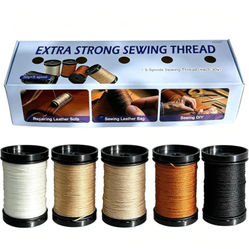 Extra Strong Repair Upholstery Sewing Thread Kit Including 5 Rolls Nylon Thread