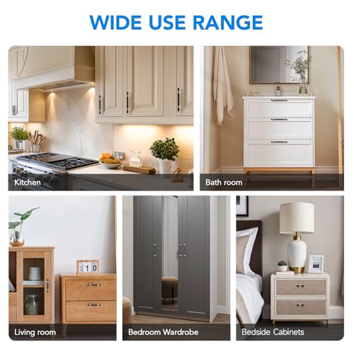 HOME EDIT Matte Black & Gold Cabinet Handles, T-Bar 3-3/4 Inch, 15 Pack - color: Brushed Brass and Matte Black, size: 3-3/4 Inch Hole Center