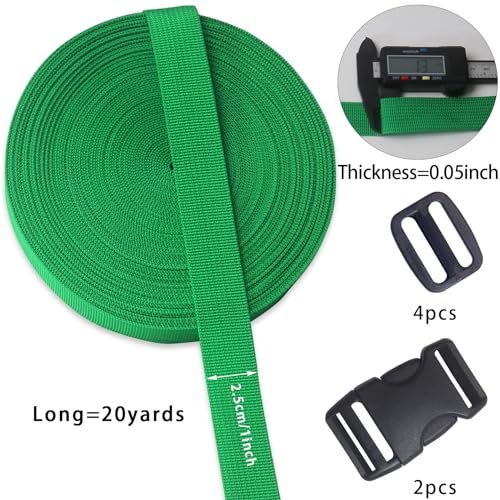 Green 1inch Webbing Strap Kit for DIY Crafts-Backpacks-20yds - color: Green