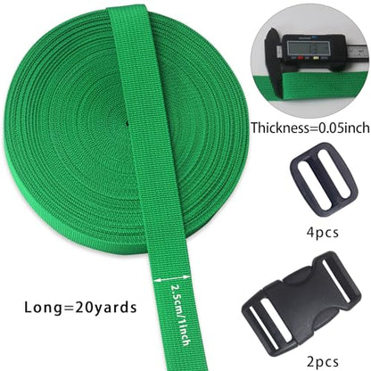 Green 1inch Webbing Strap Kit for DIY Crafts-Backpacks-20yds - color: Green