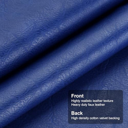 Faux Leather Fabric, Soft Synthetic PU Fabric Material, Thick Durable Synthetic Repholstery Leather Vinyl, Soft Touch Distressed DIY Crafts, Upholstery - Individual 1 Yards Cut 36" x 54"- Wildcat Blue - color: Wildcat Blue