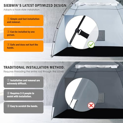 Siebwin 8x6x6ft Spray Paint Tent, Mesh Screen & Windproof Hooks, Gray - color: Gray, size: 8 ft x 6 ft x 6 ft