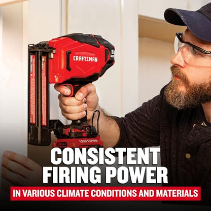 CRAFTSMAN V20 Cordless Brad Nailer, 18 Gauge Nail Gun, with Battery and Charger (CMCN618C1)