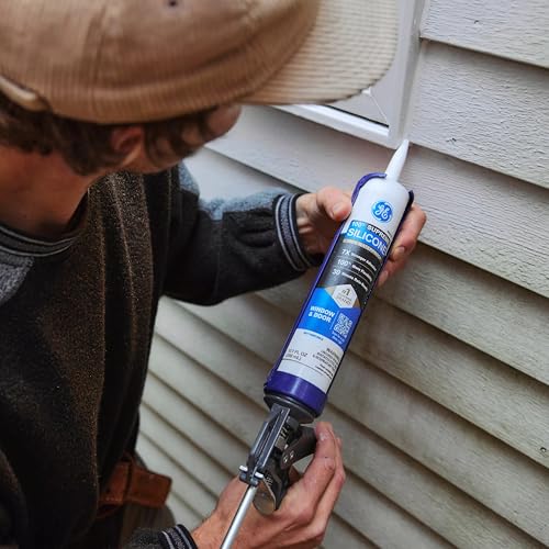 GE All Purpose Silicone Caulk, Clear, 10 fl oz Cartridge, 12 Pack - 100% Waterproof Silicone Sealant, Stronger Adhesion, Freeze & Sun Proof - size: 12 Pack, style: Clear