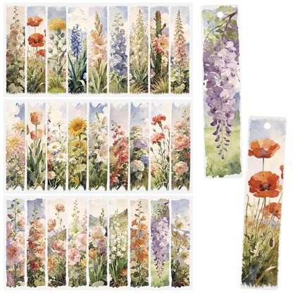 WANDIC 3 Sheets UV DTF Rub on Transfer Stickers for Craft, Elegant Floral Theme Cup Warp Waterproof Decals for Junk Journal Furniture Glass Wood - color: Flower Bookmark