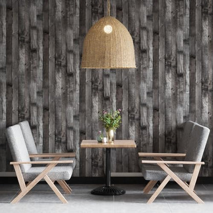 Peel and Stick Wood Wallpaper Grey/Black Vinyl 17.3"×1200" Contact Paper Self Adhesive Thick Waterproof Self Adhesive for Cabinets liveroom - color: Grey/Black, size: 17.3" x 1200"