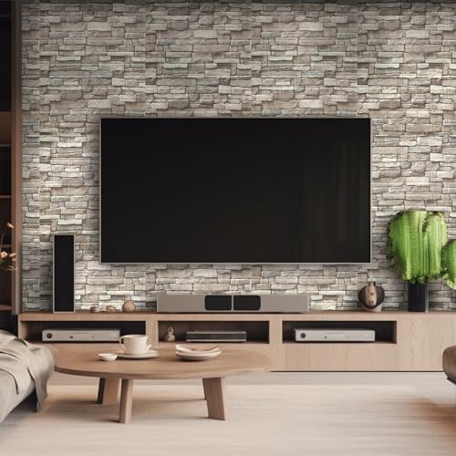 Yutianli 20PSC 3D Wall Panels Peel and Stick Faux Brick Wall Panels Self-Adhesive 3D Brick Wallpaper Foam Stone Wall Panel - color: rock, size: 20PCS
