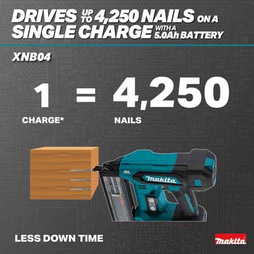 Makita XNB04Z 18V LXT® Lithium‑Ion Brushless Cordless 2” Brad Nailer, 18 Ga., Tool Only