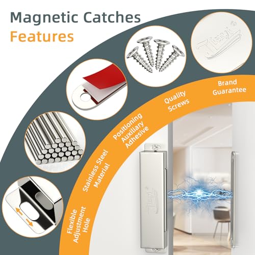 Jiayi 2 Pack Door Magnets Heavy Duty 90 Lbs Cabinet Magnets Stainless Steel Strong Magnetic Catch for Kitchen Cupboard Wardrobe Closet RV Cabinet Drawer Latch Closure - size: 90 lb (2 Pack) - Silver